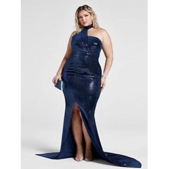 Fashion to Figure Glam Mode Sequin Gown  Blue dress  Size  4/ US 4X - Picture 1 of 5